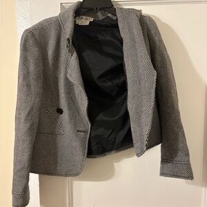 Carlisle Black and White Herringbone Blazer with Matching Skirt